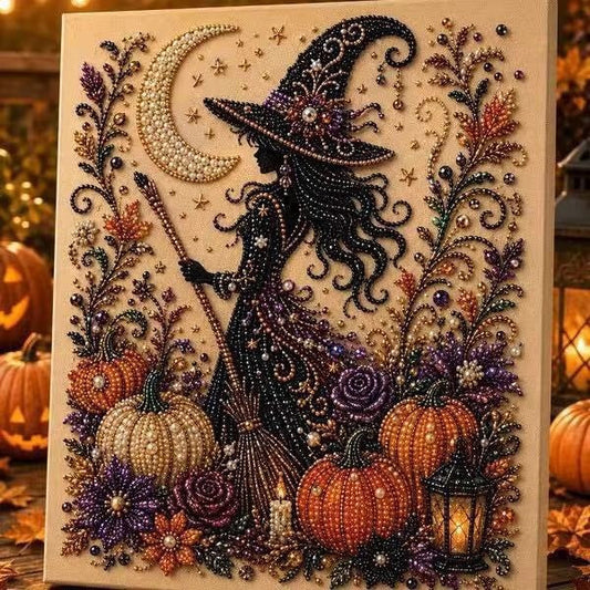 8in x 8in Spooky Cute Ghost 3D Pearl Diamond Painting DIY Kit | Small Size, Fall Theme, Home Wall Decor & Holiday Gift
