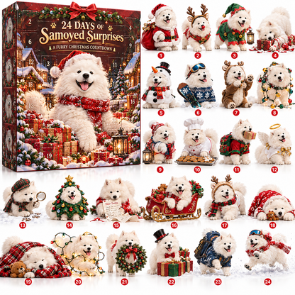 24-Day Samoyed Christmas Collectible Gift Set Fluffy Trouble Makers