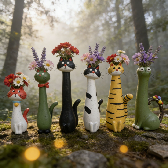 Handcrafted Quirky Cat Vase