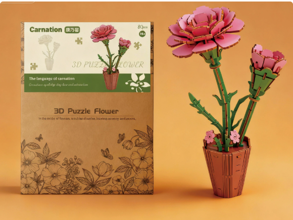 Wooden Flower Puzzle Set