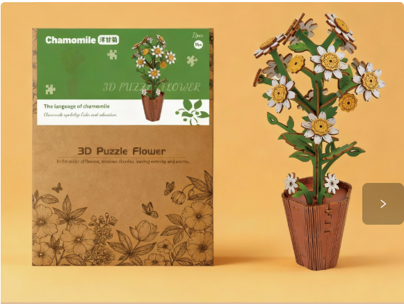 Wooden Flower Puzzle Set