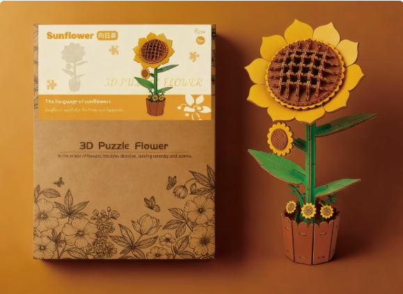 Wooden Flower Puzzle Set