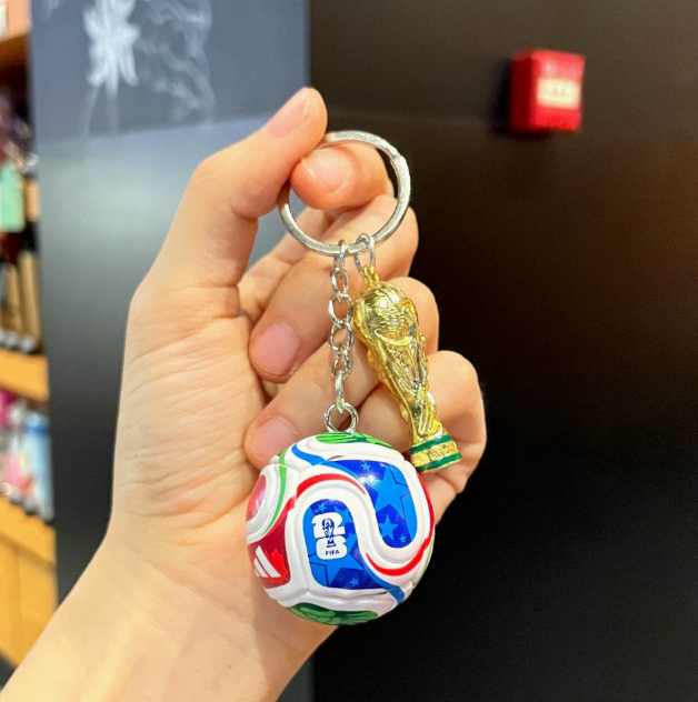 Sports Ball & Gold Trophy Keychain Set, Mini Bag Charm Pendant for Backpack, Handbag, Keys and Party Gifts