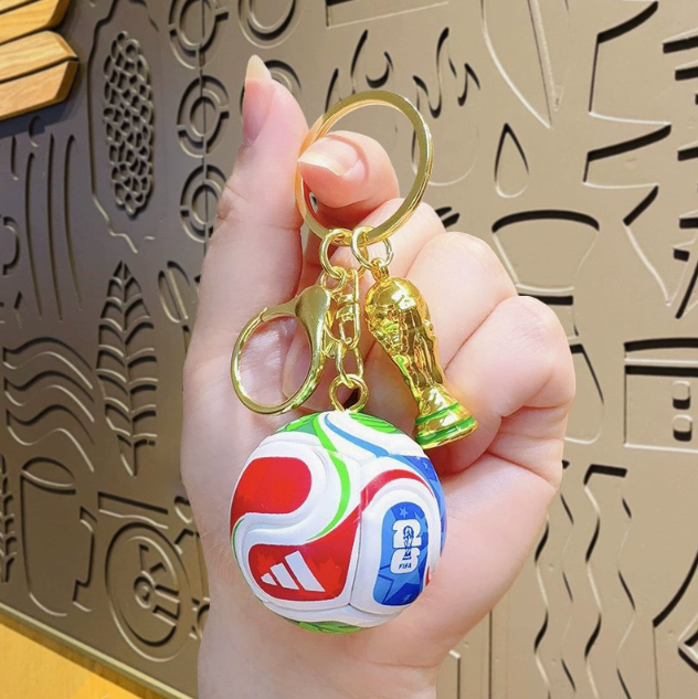 Sports Ball & Gold Trophy Keychain Set, Mini Bag Charm Pendant for Backpack, Handbag, Keys and Party Gifts