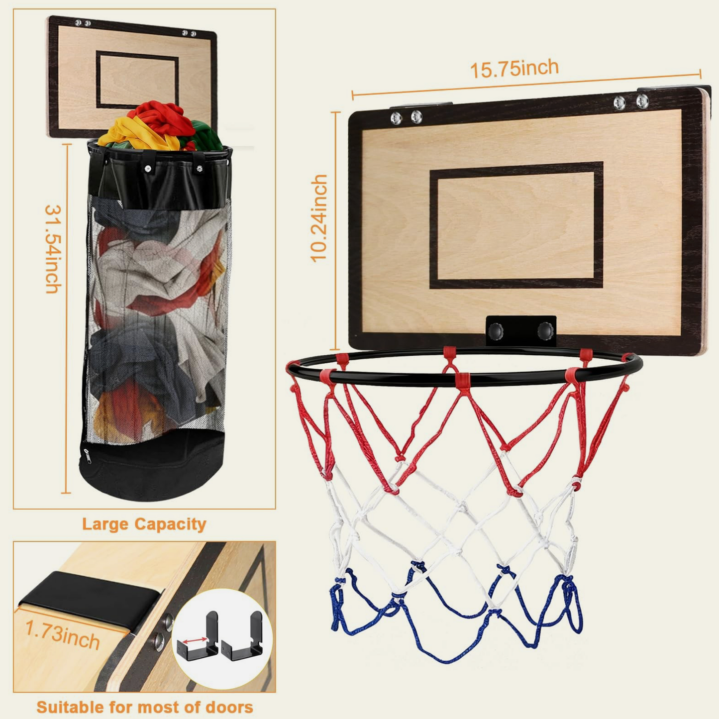Overdoor Laundry Basketball Hoop