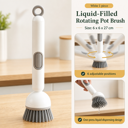 360 Rotating Soap Dispensing Dish Brush with Interchangeable Heads