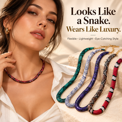 Realistic Snake-Inspired Necklace Flexible Woven Statement Choker with Adjustable Fit