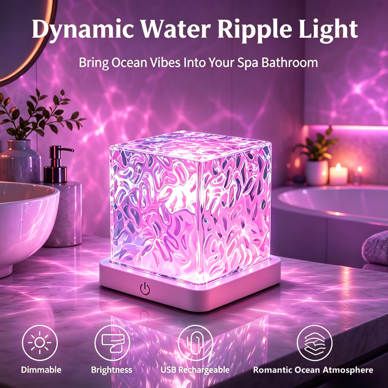 Rechargeable Wave Projector 16 Color Shower Light, Remote Controlled & Waterproof