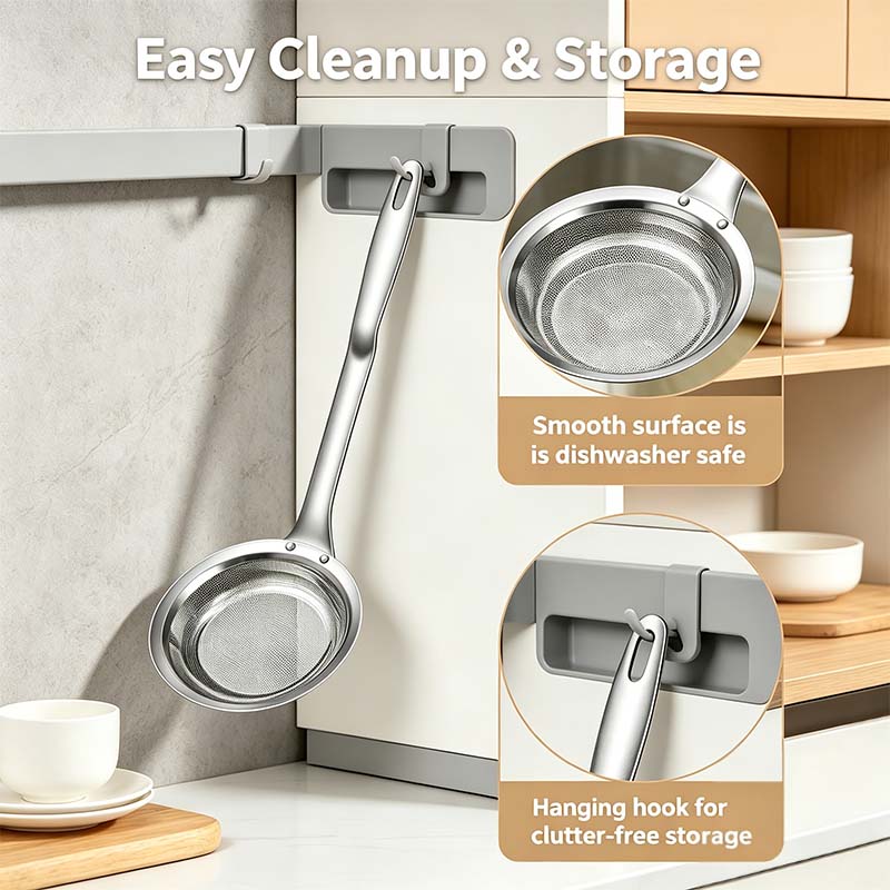 2-Piece Stainless Steel Fine Mesh Skimmer Spoons, Multi-Size Pot Fat Skimmers