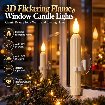 3D Flickering Flameless Window Candle Lights for Cozy Holiday Decor