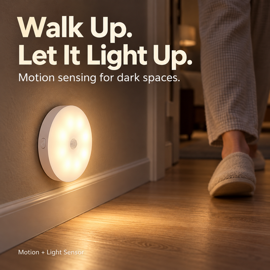 Rechargeable Motion Sensor Night Light Magnetic Mount & 3 Light Colors
