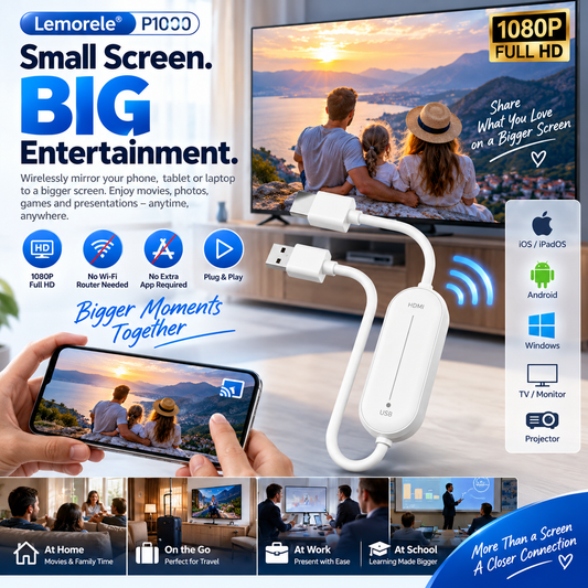 Wireless HDMI Screen Mirroring Adapter 1080P Plug & Play
