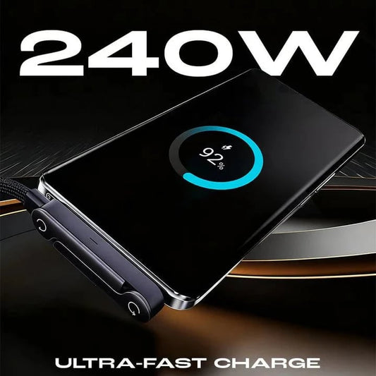 2-in-1 Invisible Holder Charger Cable 240W Fast Charging Cord with Built-In Phone Stand