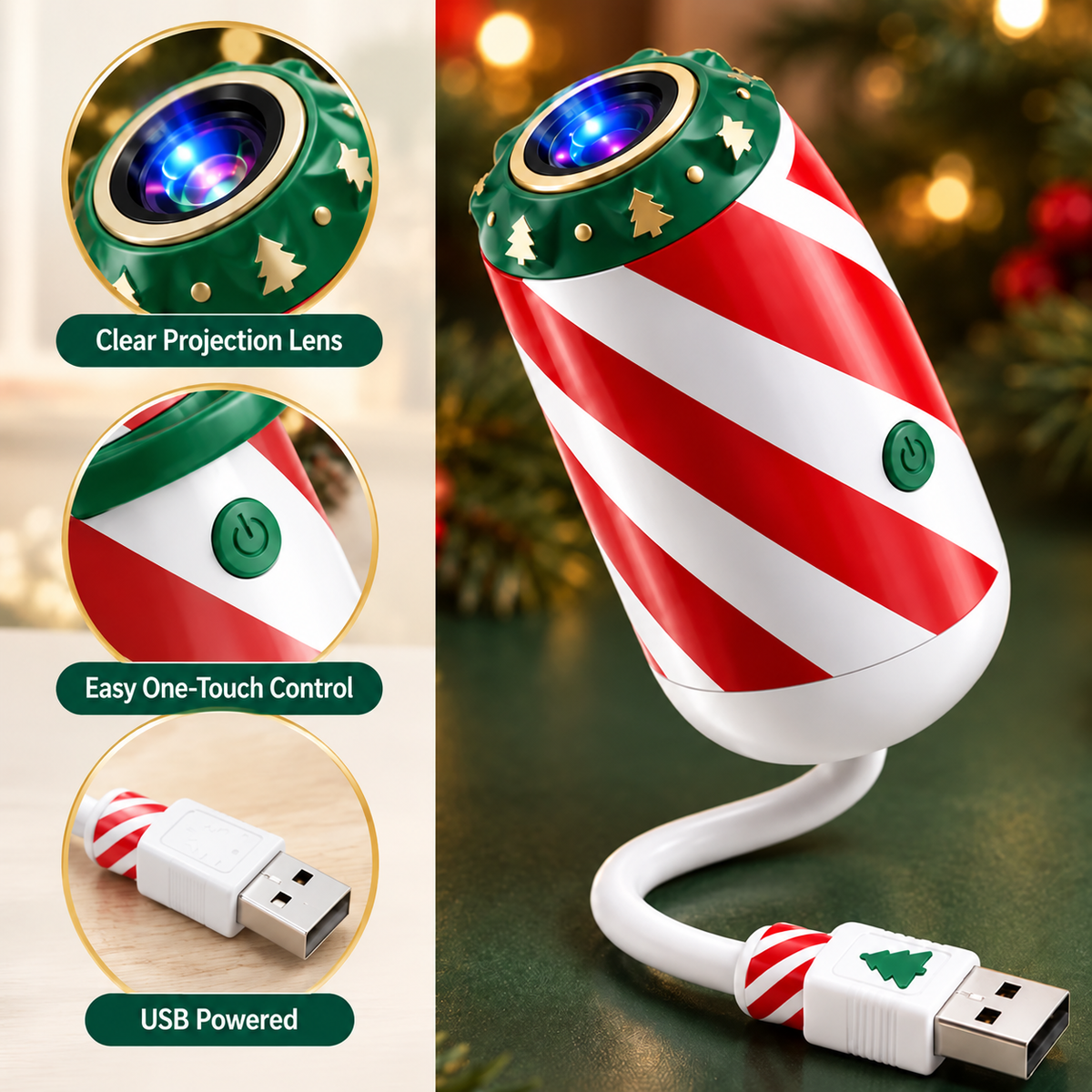 🎅🌠🎄 Merry Ride Christmas Car Projector Light – 5D Festive Projection Effect！