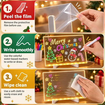 Reusable Acrylic LED Message Board Light-Up Writing & Drawing Display