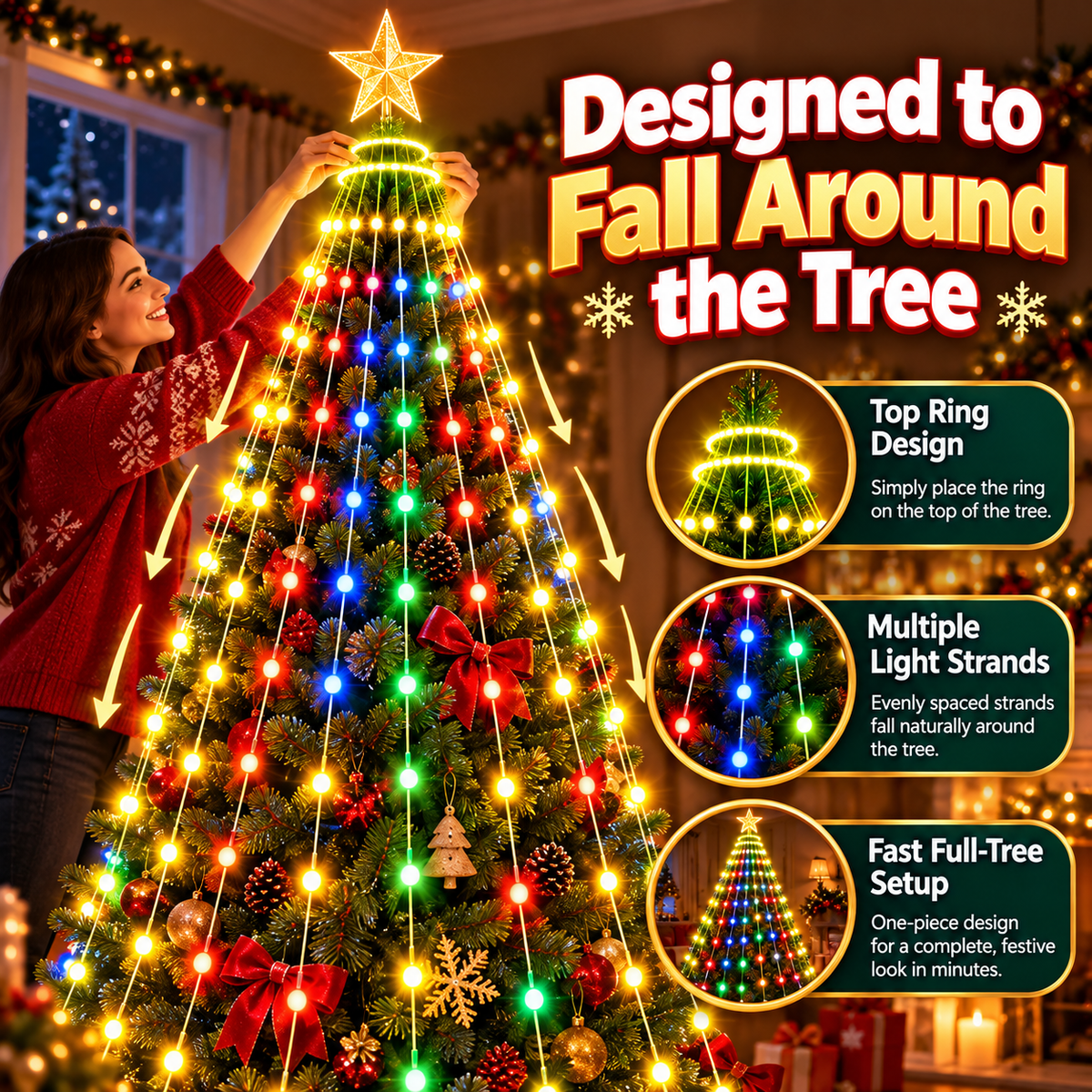 Christmas Tree Canopy Lights Easy Full-Tree Holiday Light Display