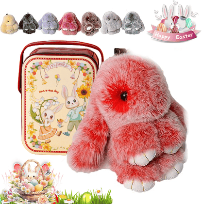 Easter Cute Bunny Plush Keychain - Iron Box Gift Option, Easter Sweet Surprise