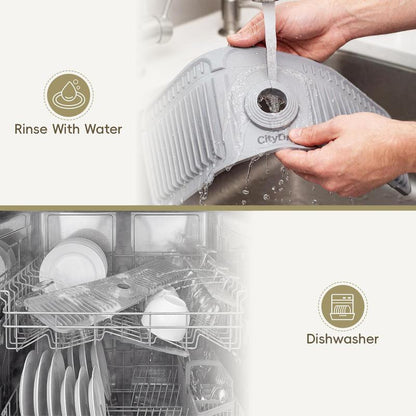 Extra long Silicone Sink Faucet Splash Guard Mat Quick Drain & Drying Organizer