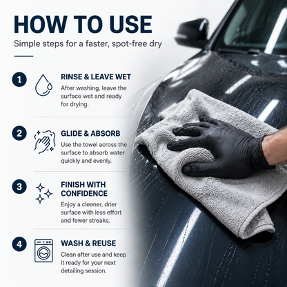 Ultra Absorbent Microfiber Drying Towels Scratch-Free Car Detailing Cloth for Paint, Glass & Trim