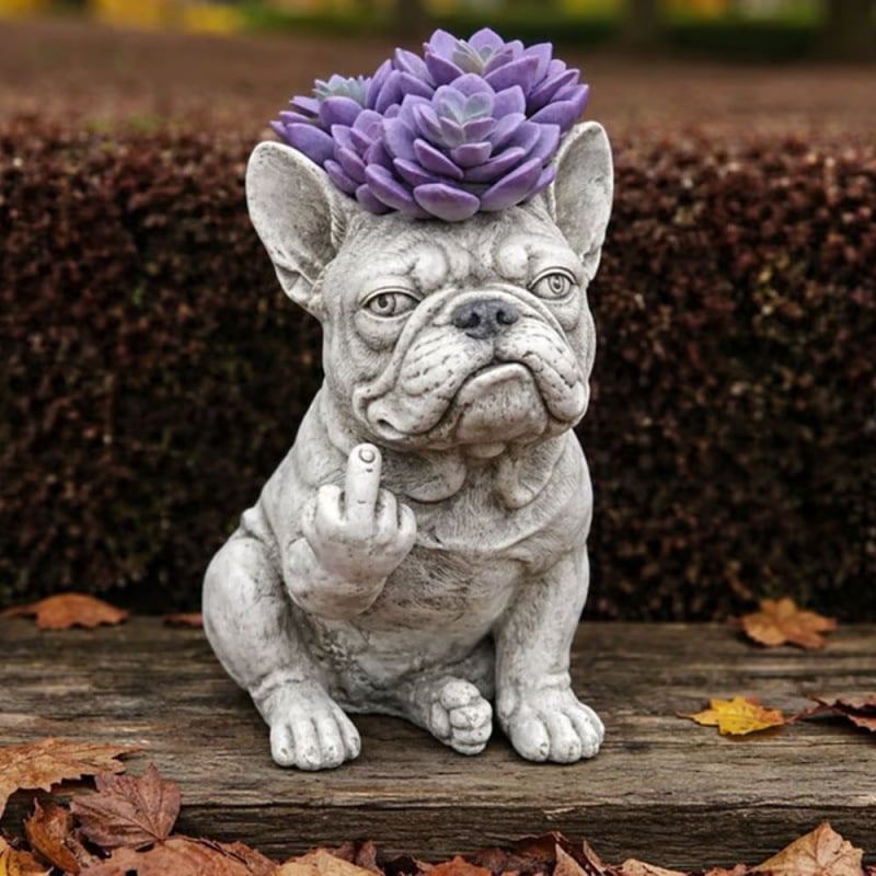Funny French Bulldog Planter Sassy Dog Statue Flower Pot For Home & Desk Decor