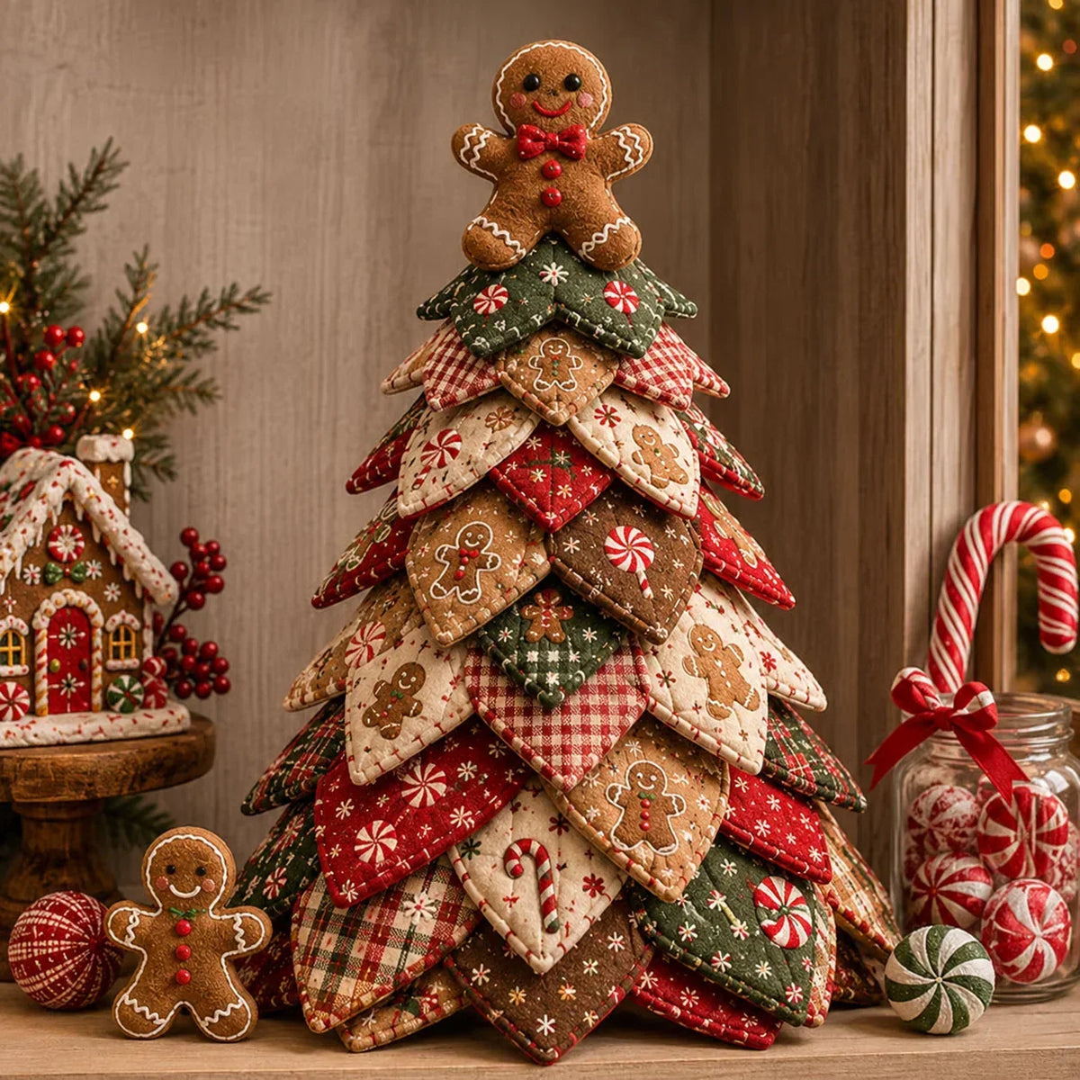 Offer - DIY Quilted Christmas Tree Kit Handmade Fabric Holiday Tabletop Tree Decor