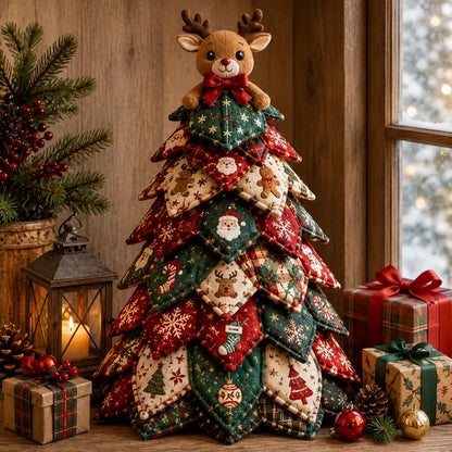 Offer - DIY Quilted Christmas Tree Kit Handmade Fabric Holiday Tabletop Tree Decor