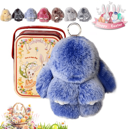 Easter Cute Bunny Plush Keychain - Iron Box Gift Option, Easter Sweet Surprise