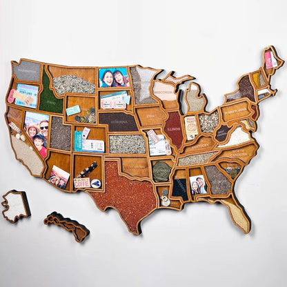 Personalized USA Travel Memory Map Collect & Display Your Travel Keepsakes