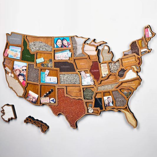 Personalized USA Travel Memory Map Collect & Display Your Travel Keepsakes
