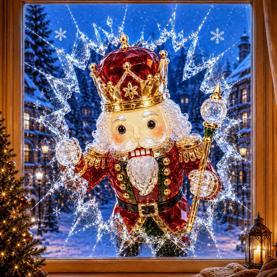19.7'' Crystal Christmas Break-In Window Decal Shattered-Glass Holiday Window Decoration