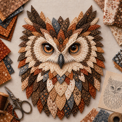 Layered Fabric Owl Wall Art DIY Kit