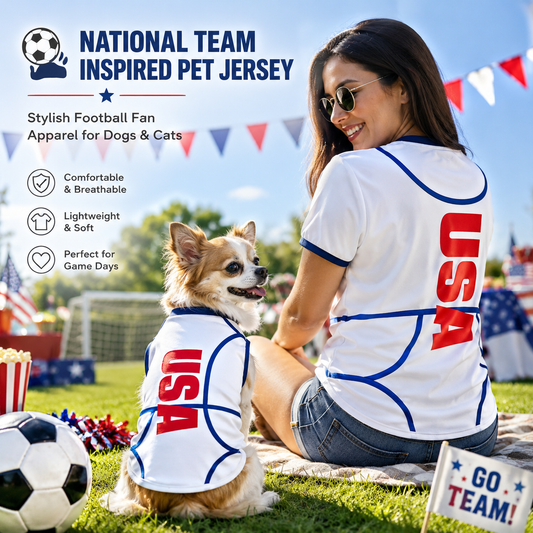 National Team Inspired Pet Jersey Stylish Football Fan Apparel for Dogs & Cats