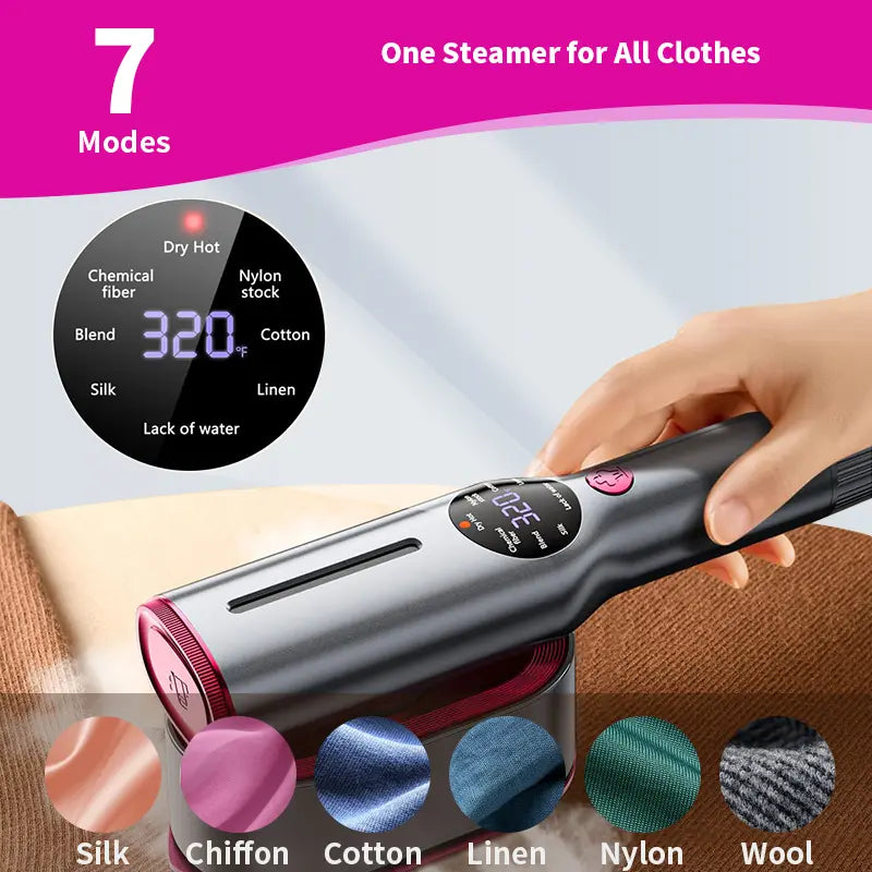 Portable garment steamer iron with swivel handle