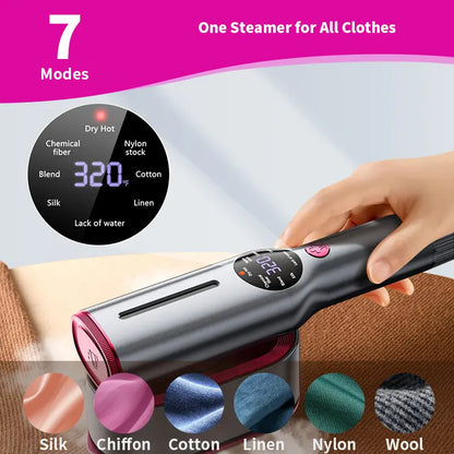 Portable garment steamer iron with swivel handle