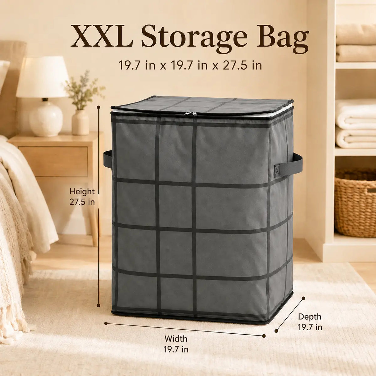 XXL 210L Storage Bag Large Capacity Moving & Closet Organizer for Quilts, Bedding & Sweaters