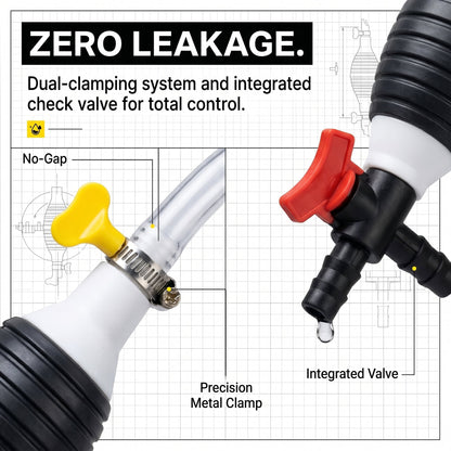 2M Siphon Hand Pump with Shut-Off Valve | Fuel Transfer Pump for Cars & Motorcycles