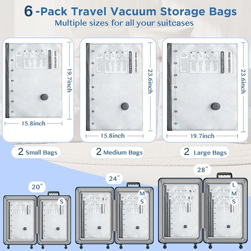 Rechargeable Vacuum Pump Travel Storage Bag Set