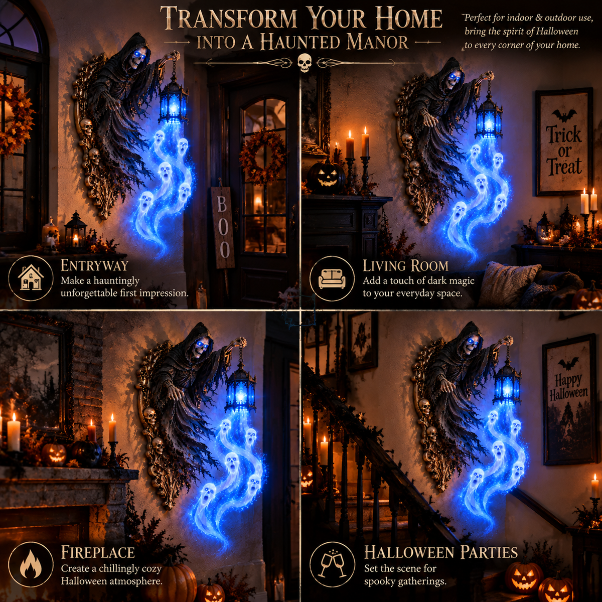 Soul Harvester Haunted Lantern Wall Decor