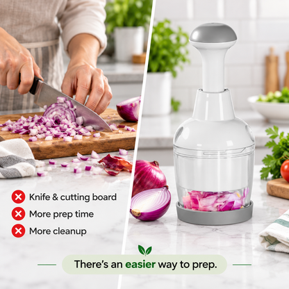 Push & Chop Manual Food Chopper Quick Prep for Onions, Garlic, Veggies & More