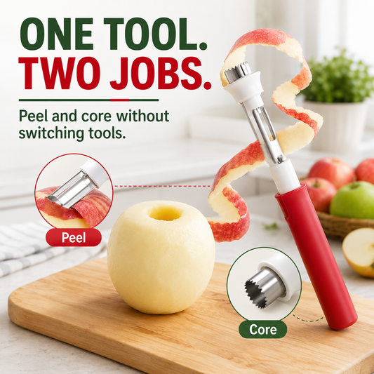 2 in 1 Apple Corer and Peeler, Apple Core Removal Tool, Stainless Steel Fruit Corer
