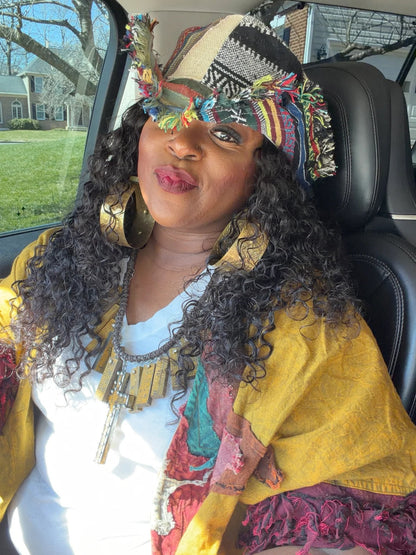 Frayed Patchwork Bucket Hat( Shapeable Brim One-of-a-Kind Style}