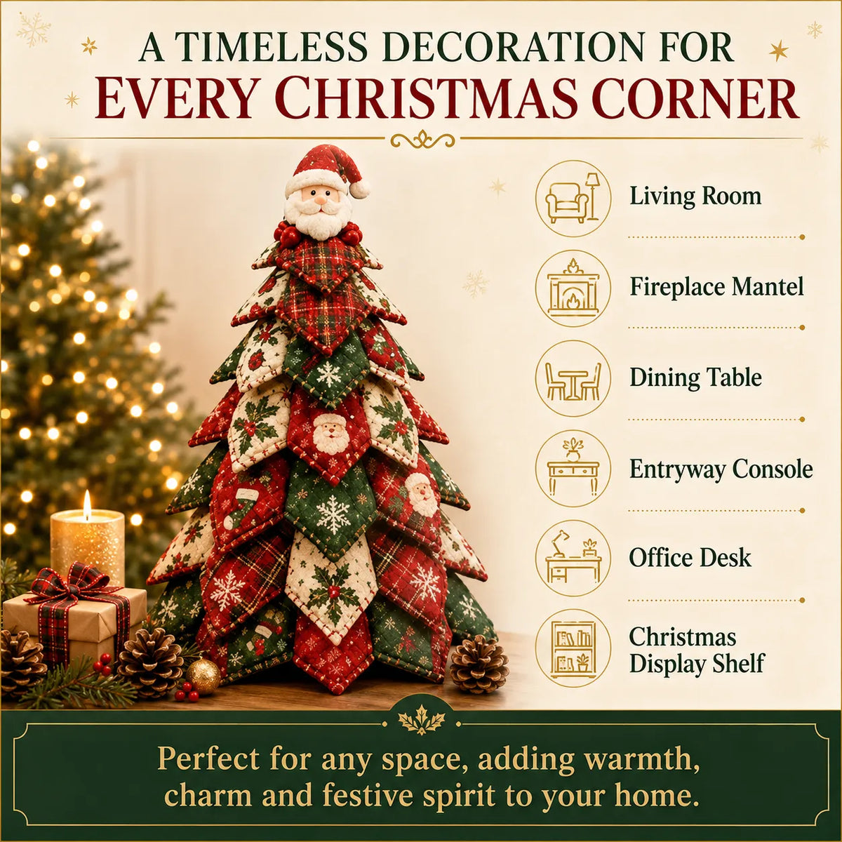 Offer - DIY Quilted Christmas Tree Kit Handmade Fabric Holiday Tabletop Tree Decor