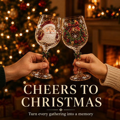 Christmas 3D Wine Glass Collection Gift Box Set