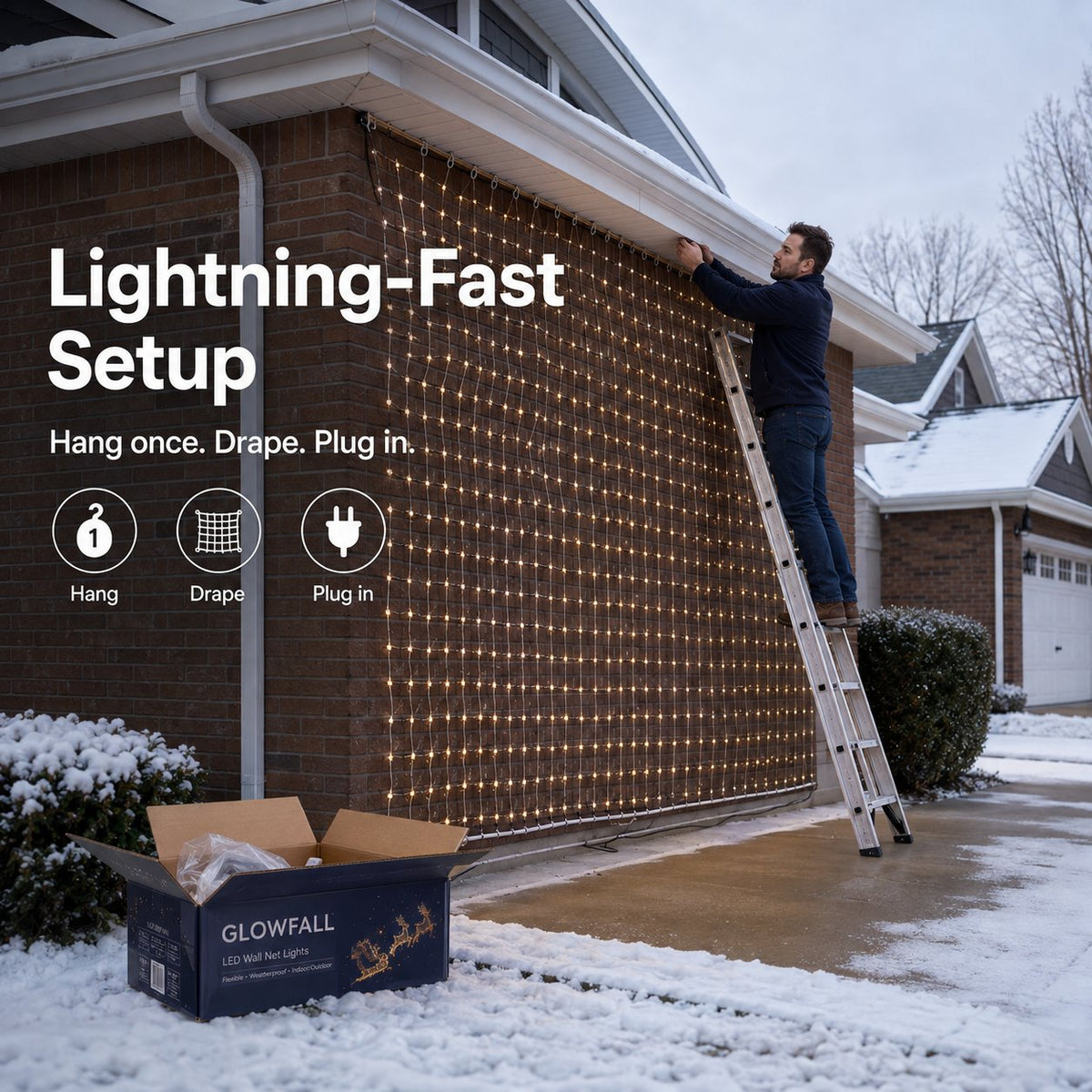 Early Christmas Christmas LED House Net & Smart Outdoor Wall Curtain Light