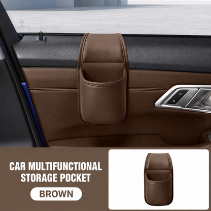 Huge Savings Leather Car Door Side Storage Pocket, Double Layer Organizer with Flannel Lining