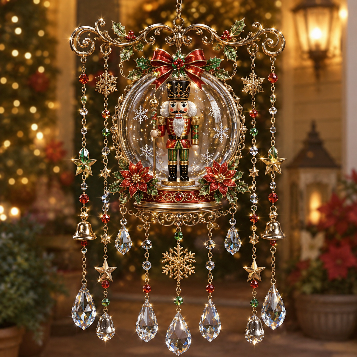 Christmas Crystal Wind Chime for Porch & Garden Decor