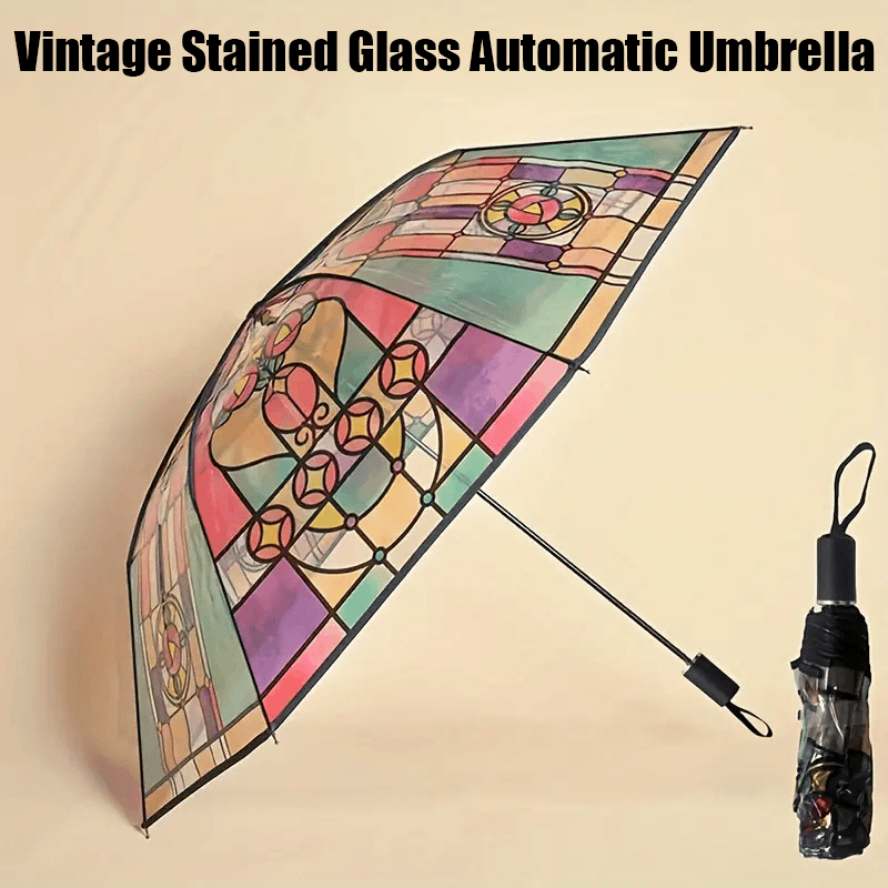 Cathedral Art Stained Glass Inspired Automatic Umbrella