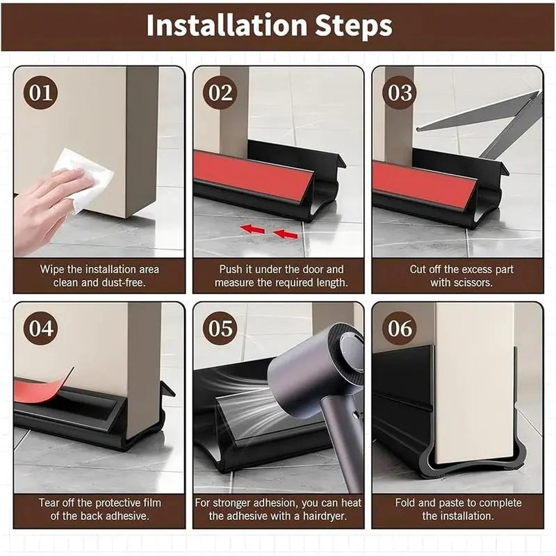 Triple Seal Under-Door Draft Stopper Self-Adhesive PVC Weather Strip