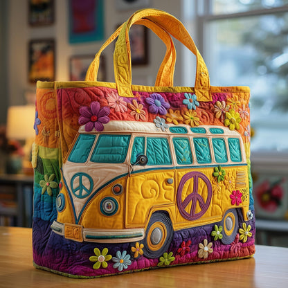 Retro Hippie Van Quilted Tote Boho Style Meets Everyday Function