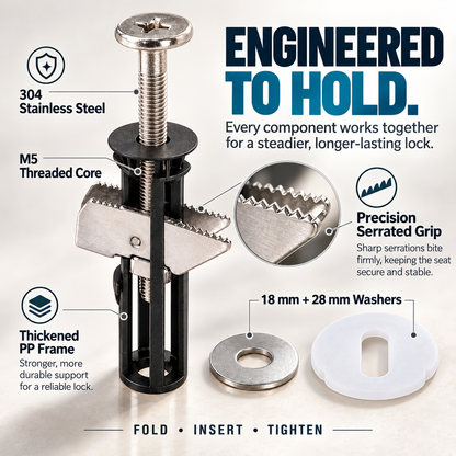 Universal Locking Toilet Seat Fixing Bolt 304 Stainless Steel Quick-Lock Kit with 2 Washers